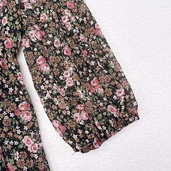 Zara Dress Size Small Multicolor Floral Ruffle Trim 3/4 Sleeves Flowy Shift NEW - Picture 4 of 11